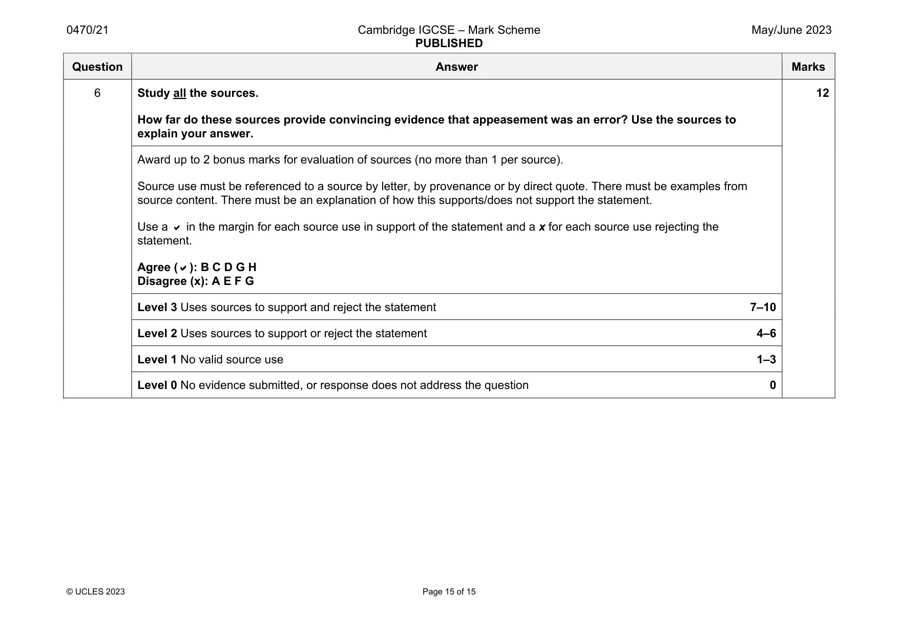 Mark scheme, page 15 of 15
