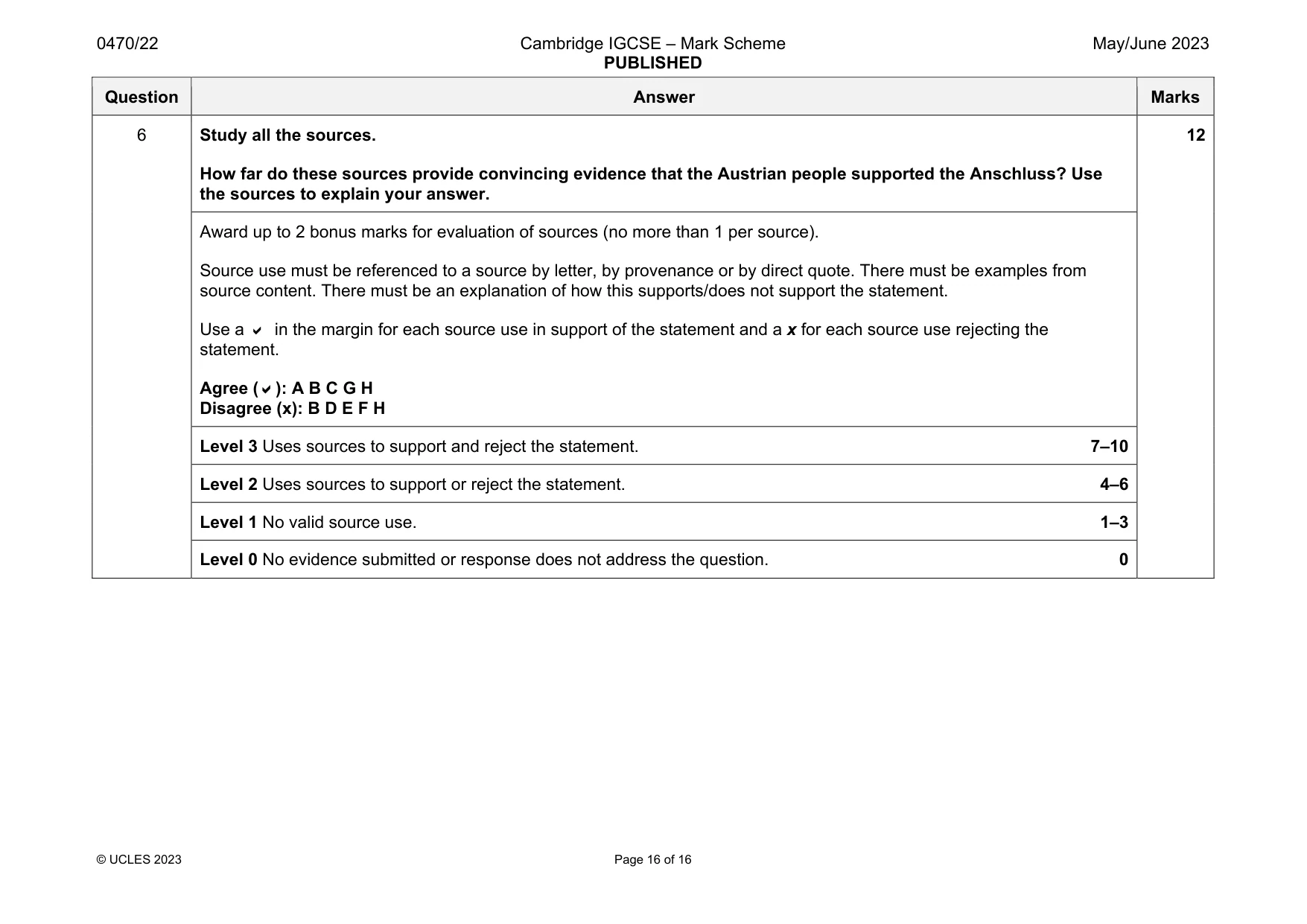 Mark scheme, page 16 of 16