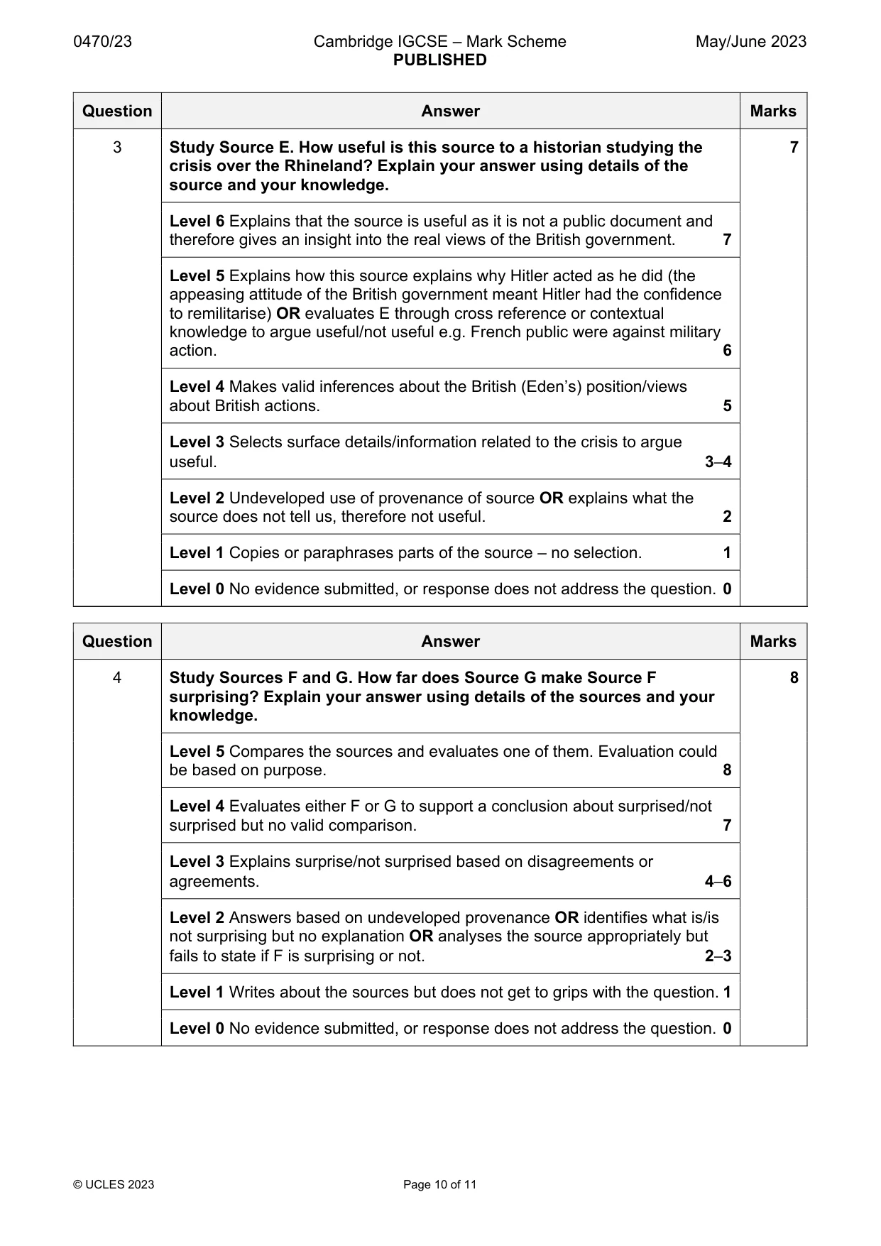 Mark scheme, page 10 of 11