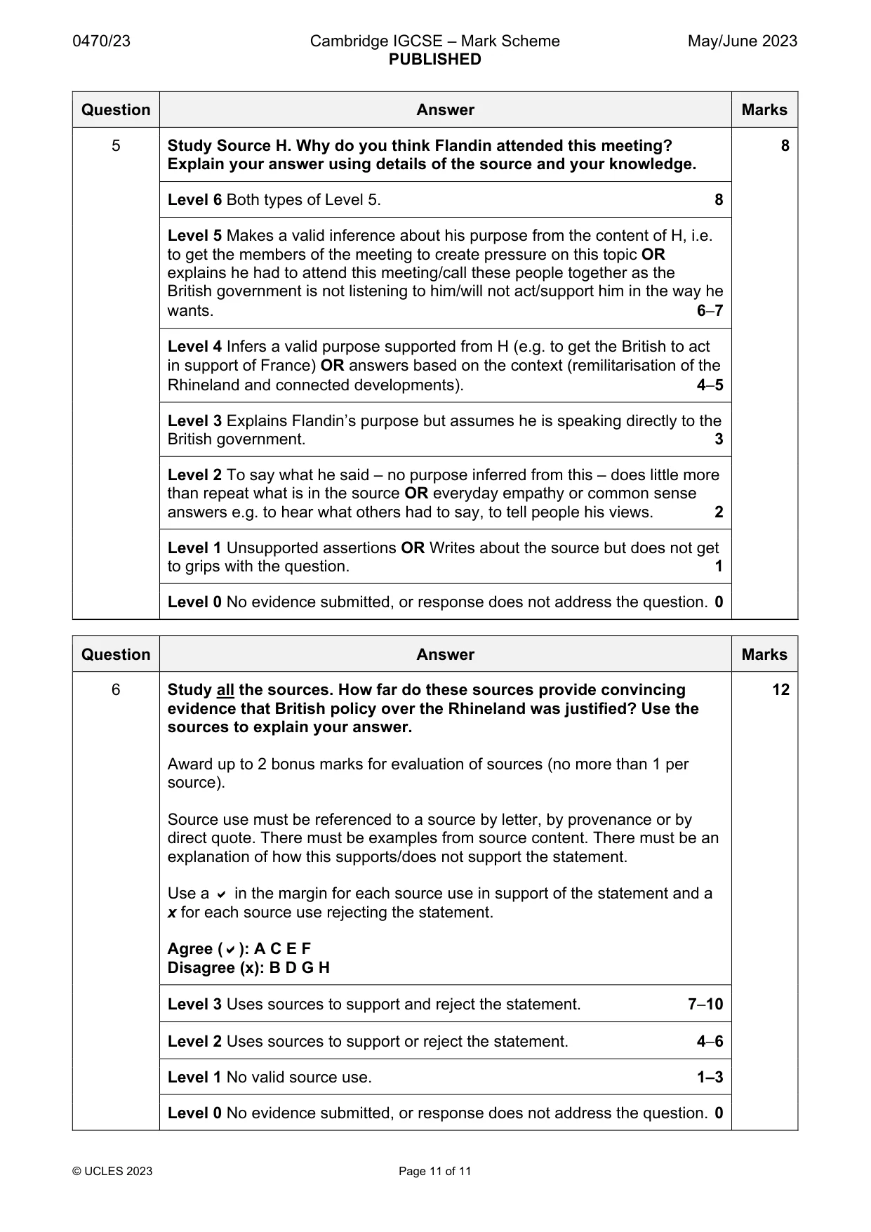 Mark scheme, page 11 of 11