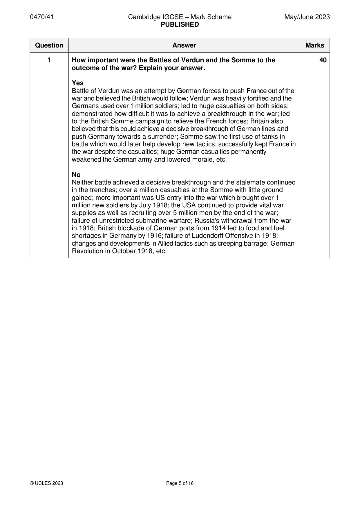 Mark scheme, page 5 of 16