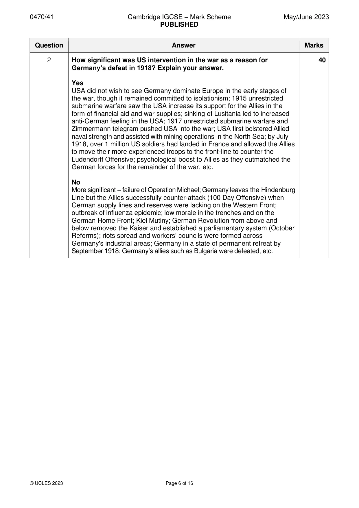 Mark scheme, page 6 of 16