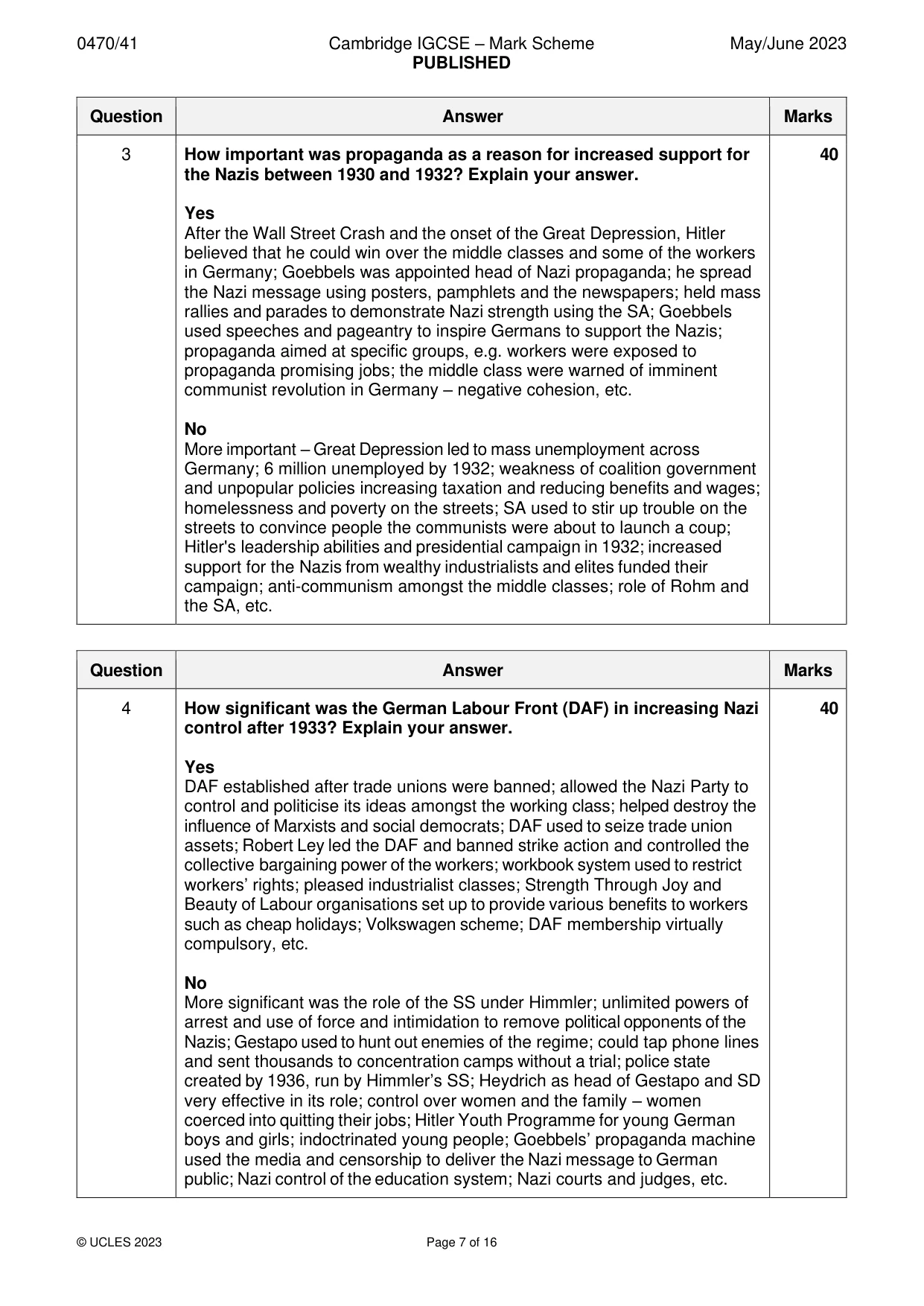 Mark scheme, page 7 of 16