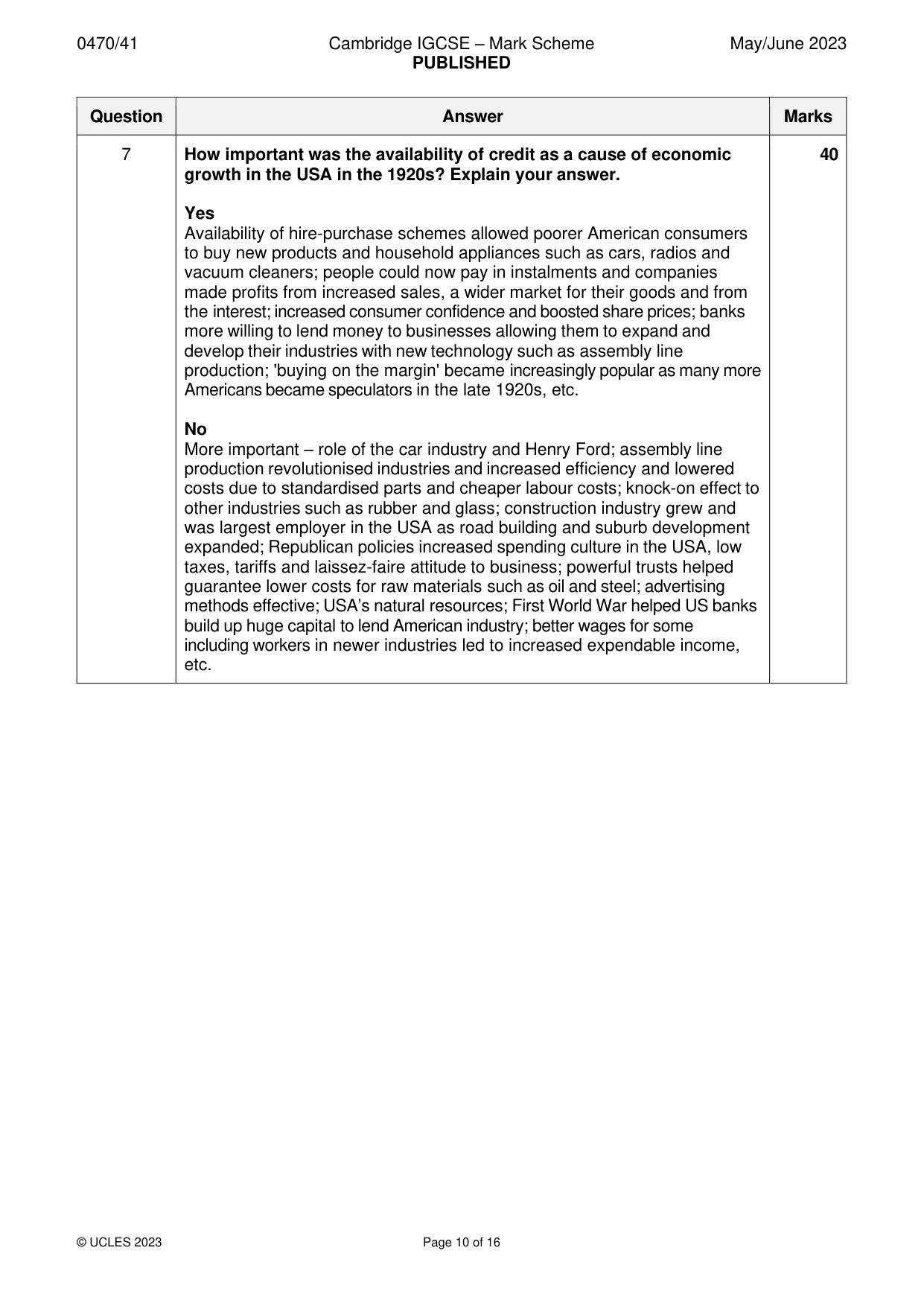 Mark scheme, page 10 of 16