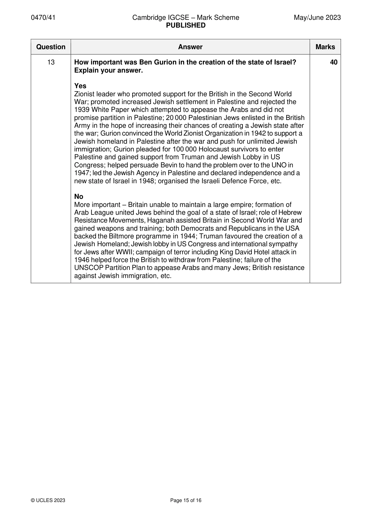 Mark scheme, page 15 of 16
