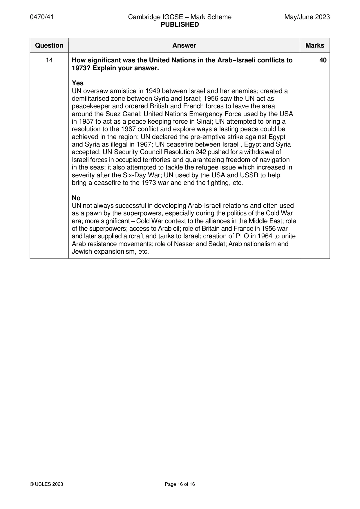 Mark scheme, page 16 of 16