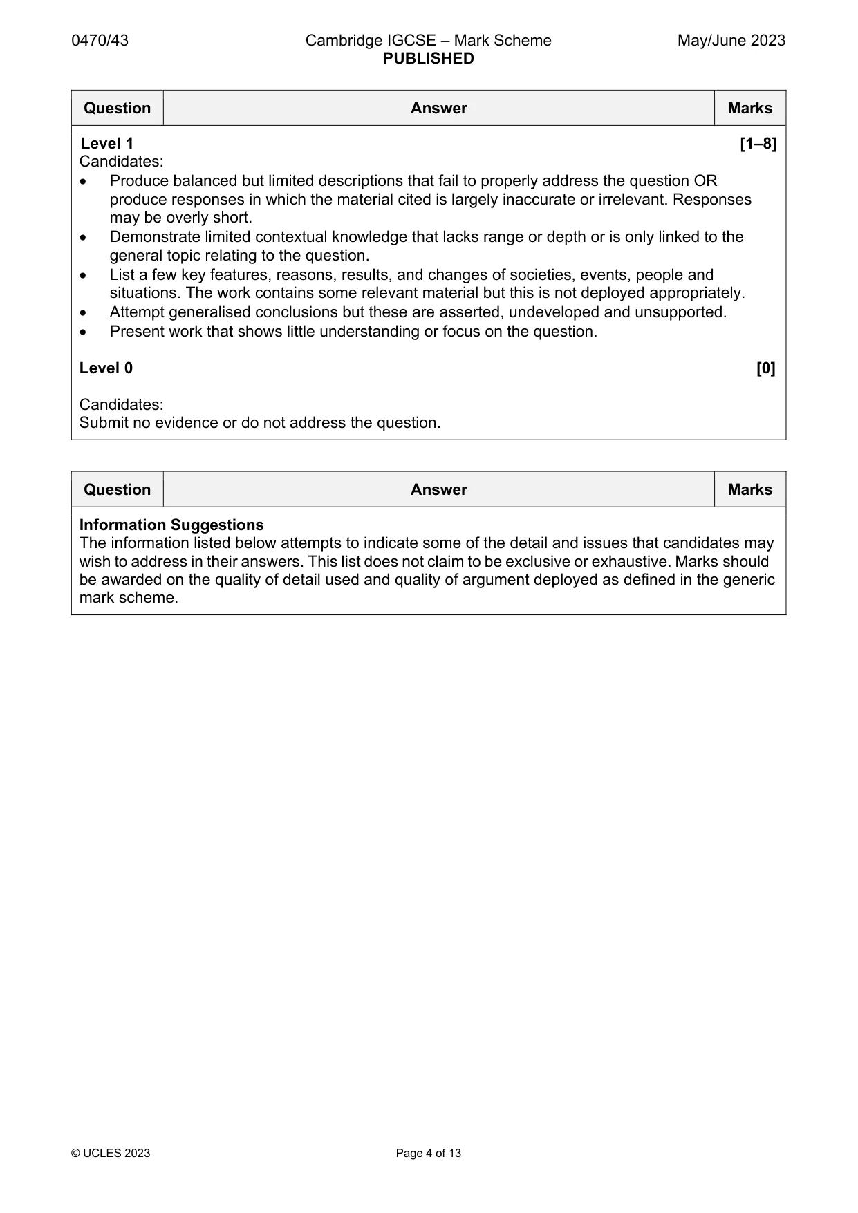 Mark scheme, page 4 of 13