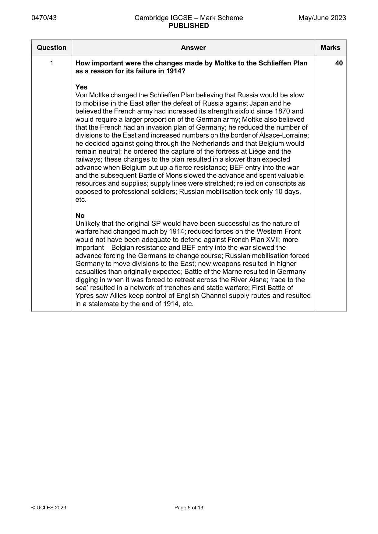 Mark scheme, page 5 of 13