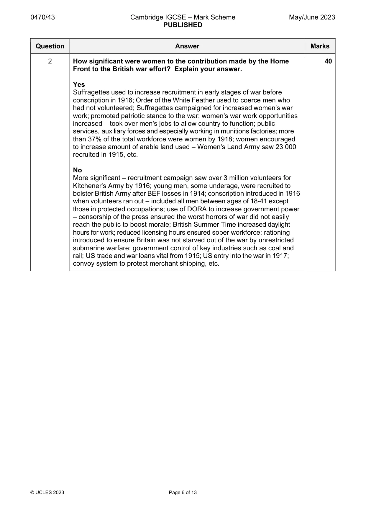 Mark scheme, page 6 of 13