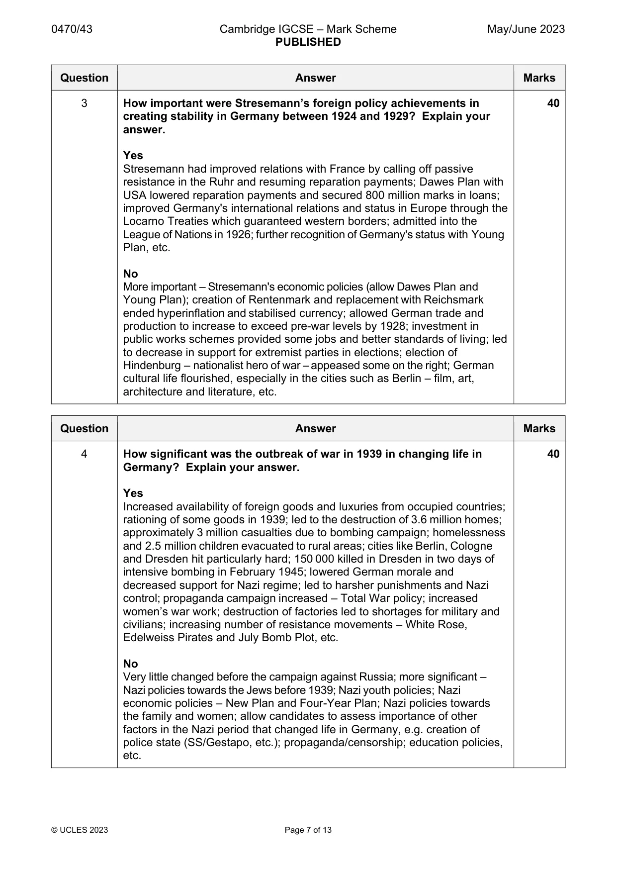 Mark scheme, page 7 of 13