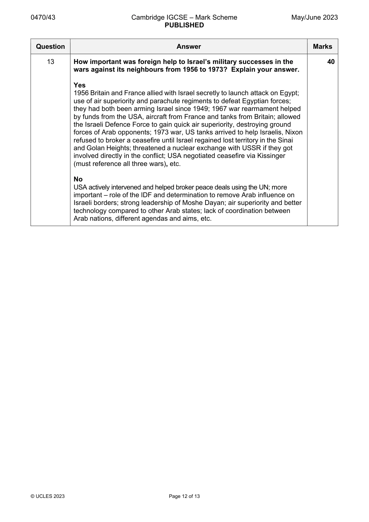 Mark scheme, page 12 of 13