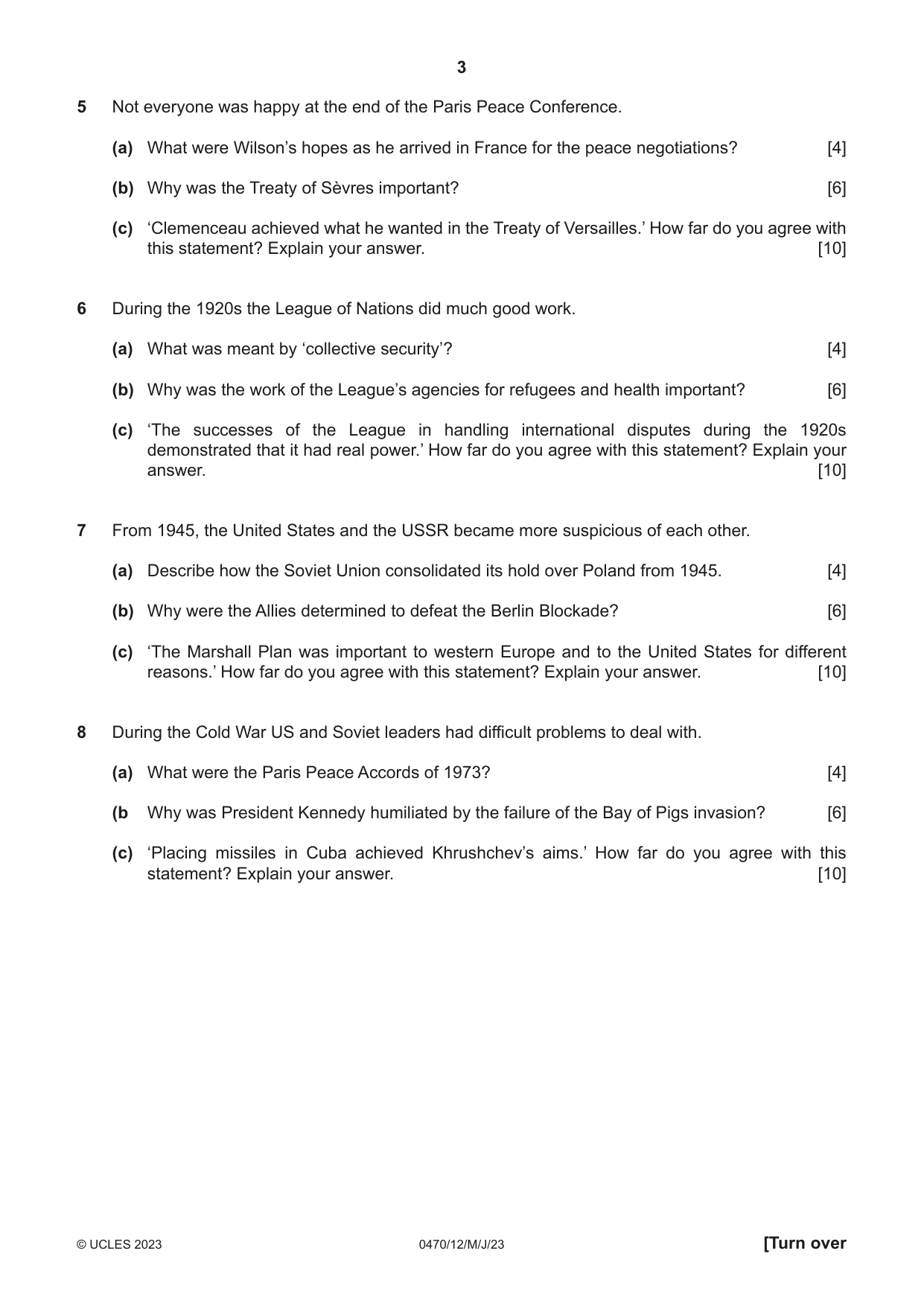 Cambridge IGCSE History 0470 2023 May/June Paper 1 · Variant 2 question paper, page 3 of 12