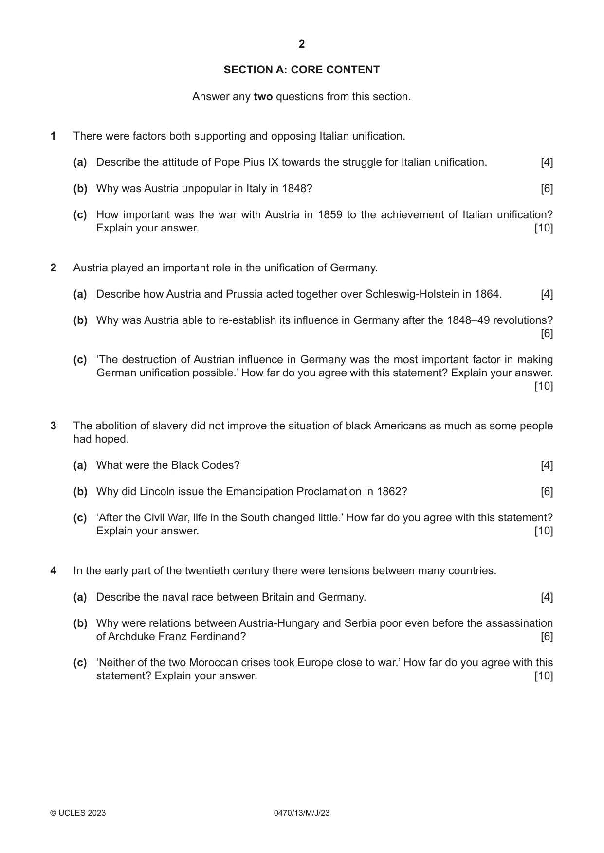 Cambridge IGCSE History 0470 2023 May/June Paper 1 · Variant 3 question paper, page 2 of 12