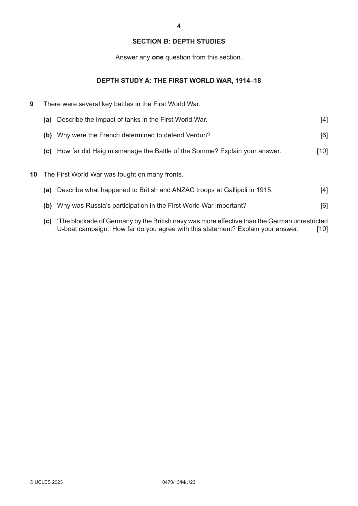 Cambridge IGCSE History 0470 2023 May/June Paper 1 · Variant 3 question paper, page 4 of 12