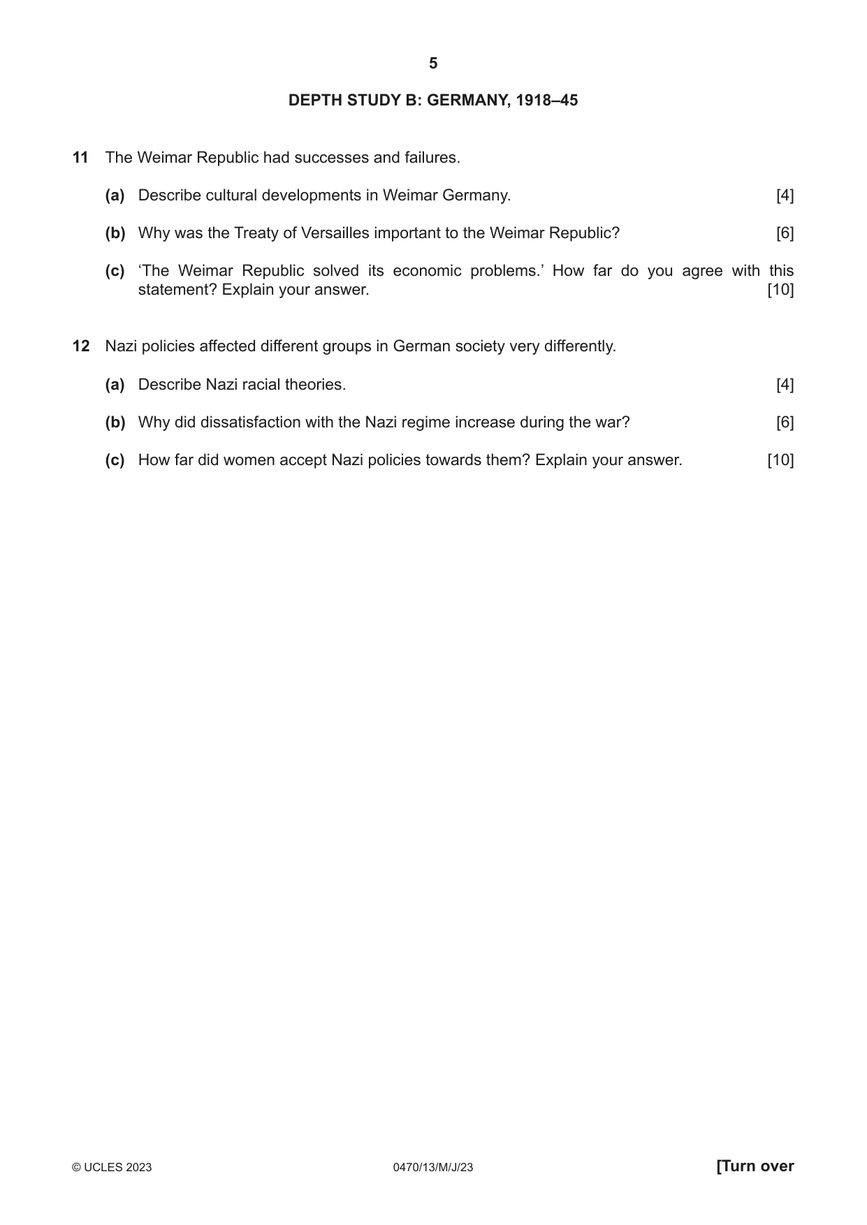 Cambridge IGCSE History 0470 2023 May/June Paper 1 · Variant 3 question paper, page 5 of 12