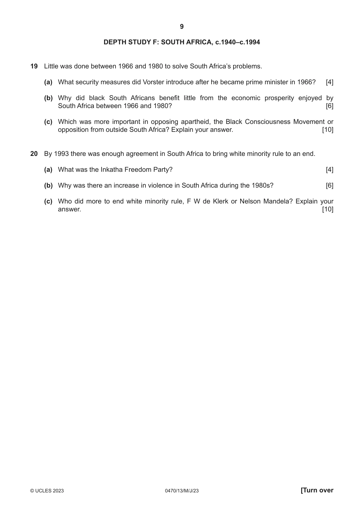 Cambridge IGCSE History 0470 2023 May/June Paper 1 · Variant 3 question paper, page 9 of 12