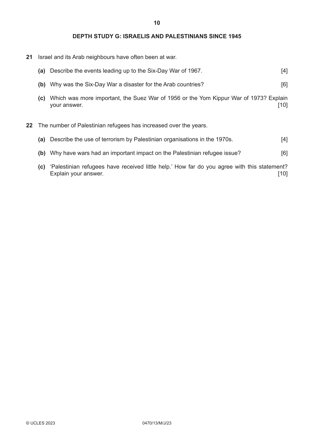 Cambridge IGCSE History 0470 2023 May/June Paper 1 · Variant 3 question paper, page 10 of 12