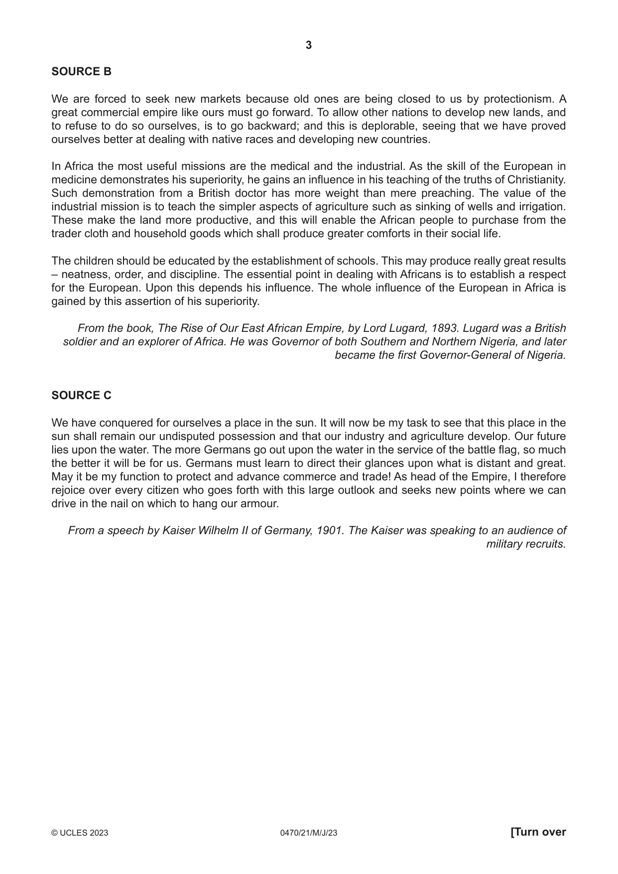 Cambridge IGCSE History 0470 2023 May/June Paper 2 · Variant 1 question paper, page 3 of 16