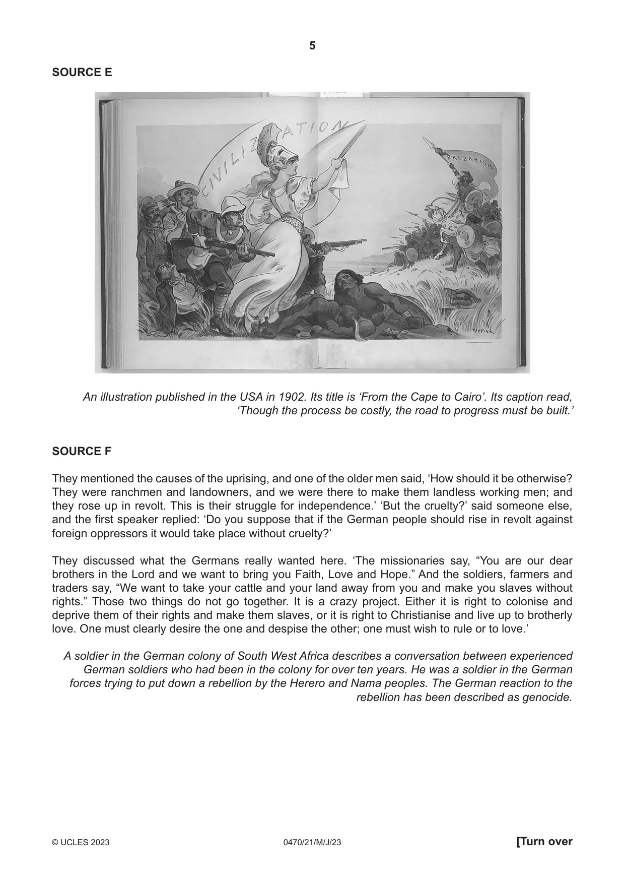Cambridge IGCSE History 0470 2023 May/June Paper 2 · Variant 1 question paper, page 5 of 16