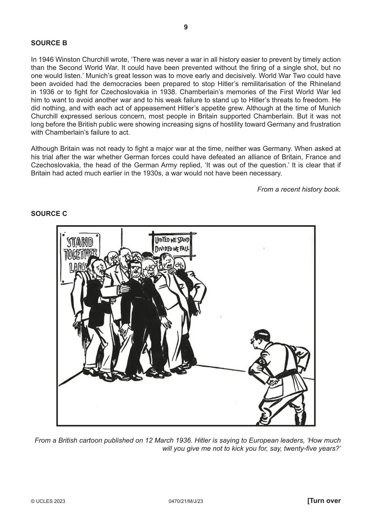 Cambridge IGCSE History 0470 2023 May/June Paper 2 · Variant 1 question paper, page 9 of 16