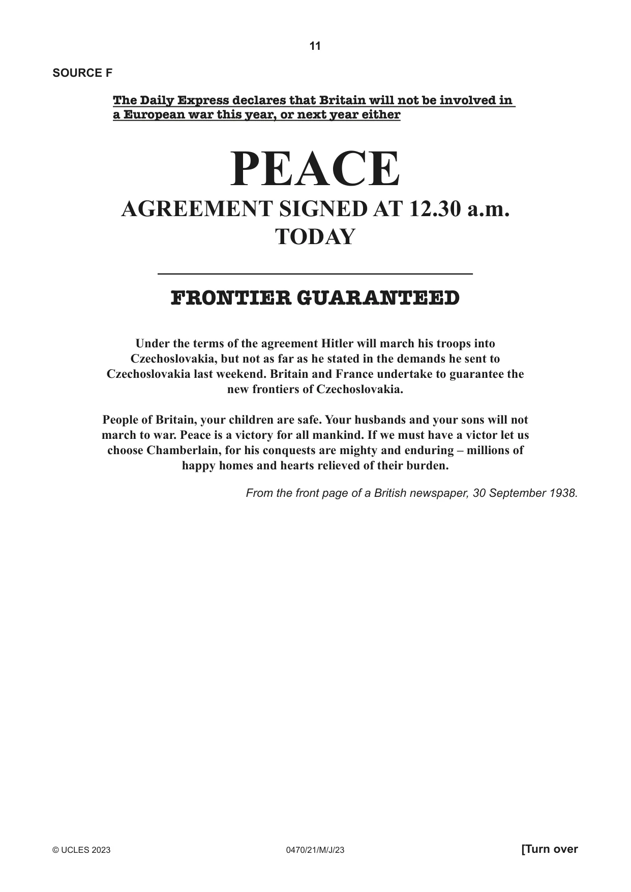 Cambridge IGCSE History 0470 2023 May/June Paper 2 · Variant 1 question paper, page 11 of 16