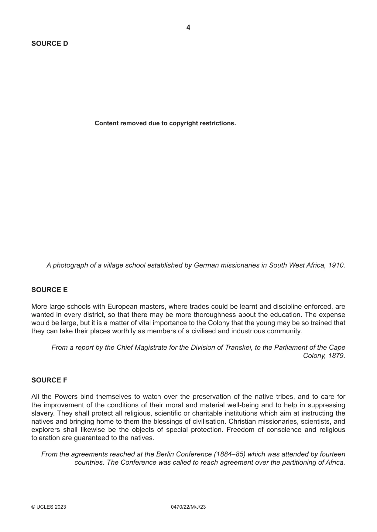 Cambridge IGCSE History 0470 2023 May/June Paper 2 · Variant 2 question paper, page 4 of 16