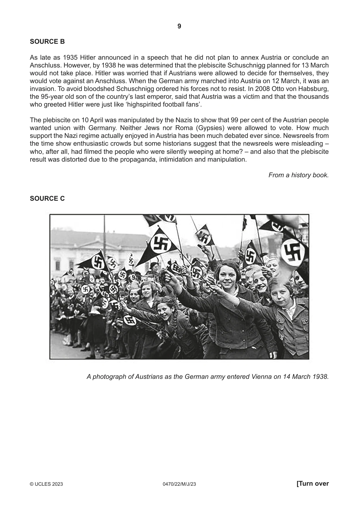 Cambridge IGCSE History 0470 2023 May/June Paper 2 · Variant 2 question paper, page 9 of 16