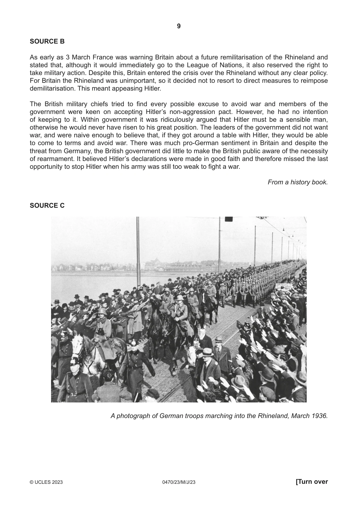 Cambridge IGCSE History 0470 2023 May/June Paper 2 · Variant 3 question paper, page 9 of 16