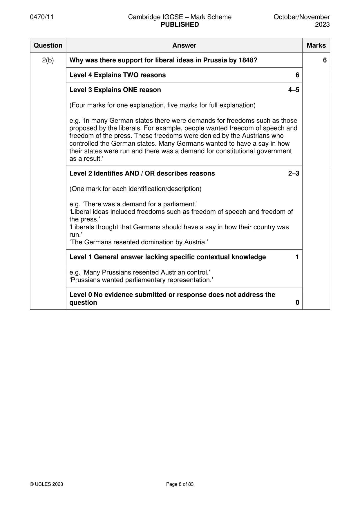 Mark scheme, page 8 of 83