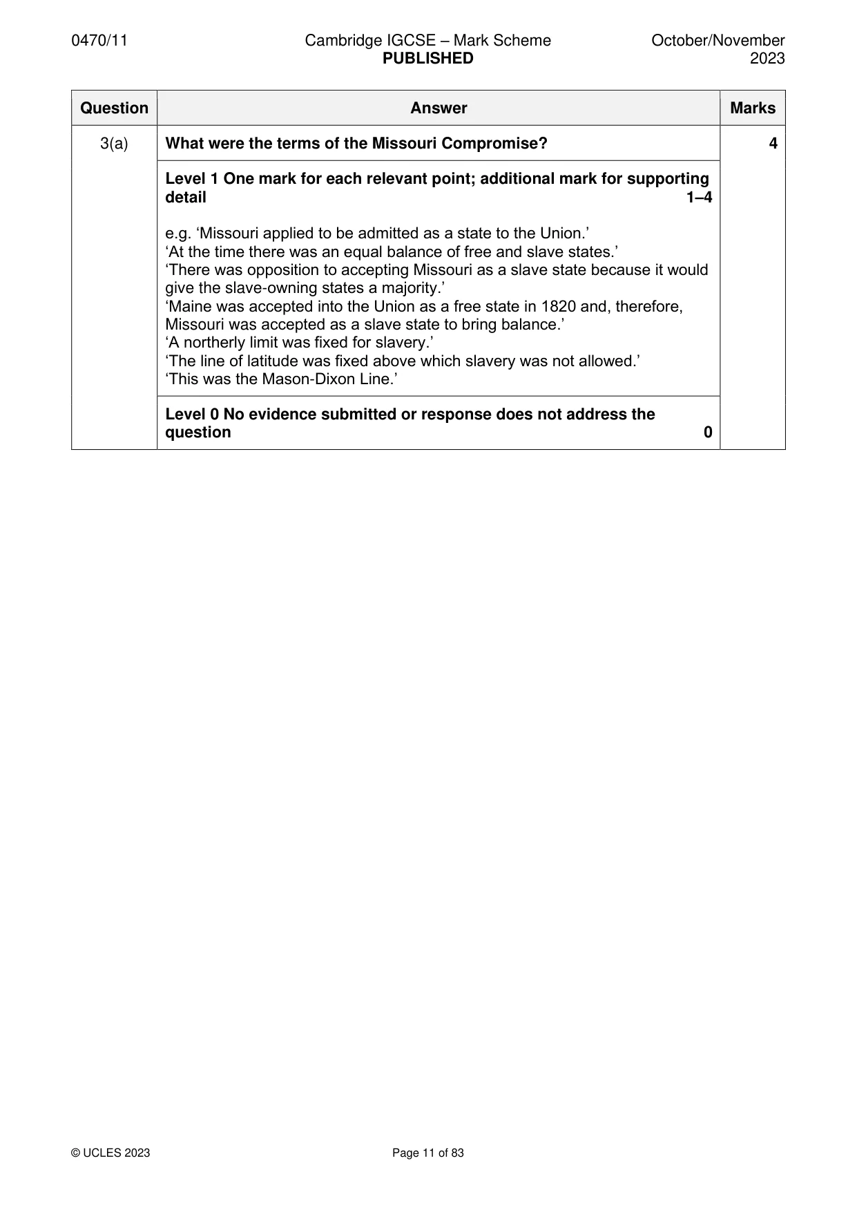 Mark scheme, page 11 of 83