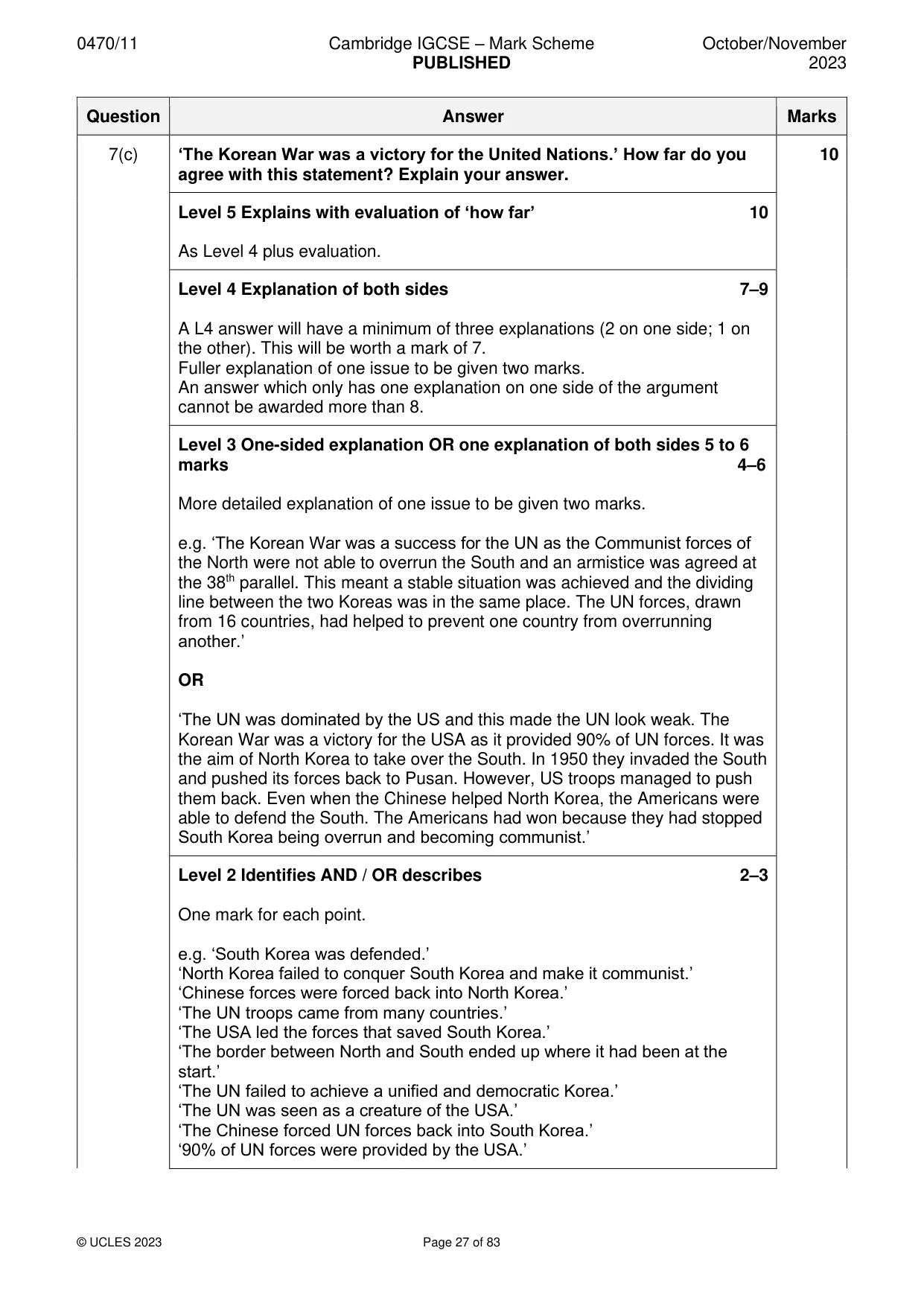 Mark scheme, page 27 of 83