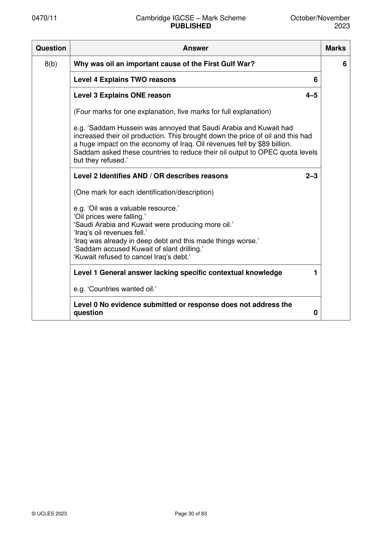 Mark scheme, page 30 of 83