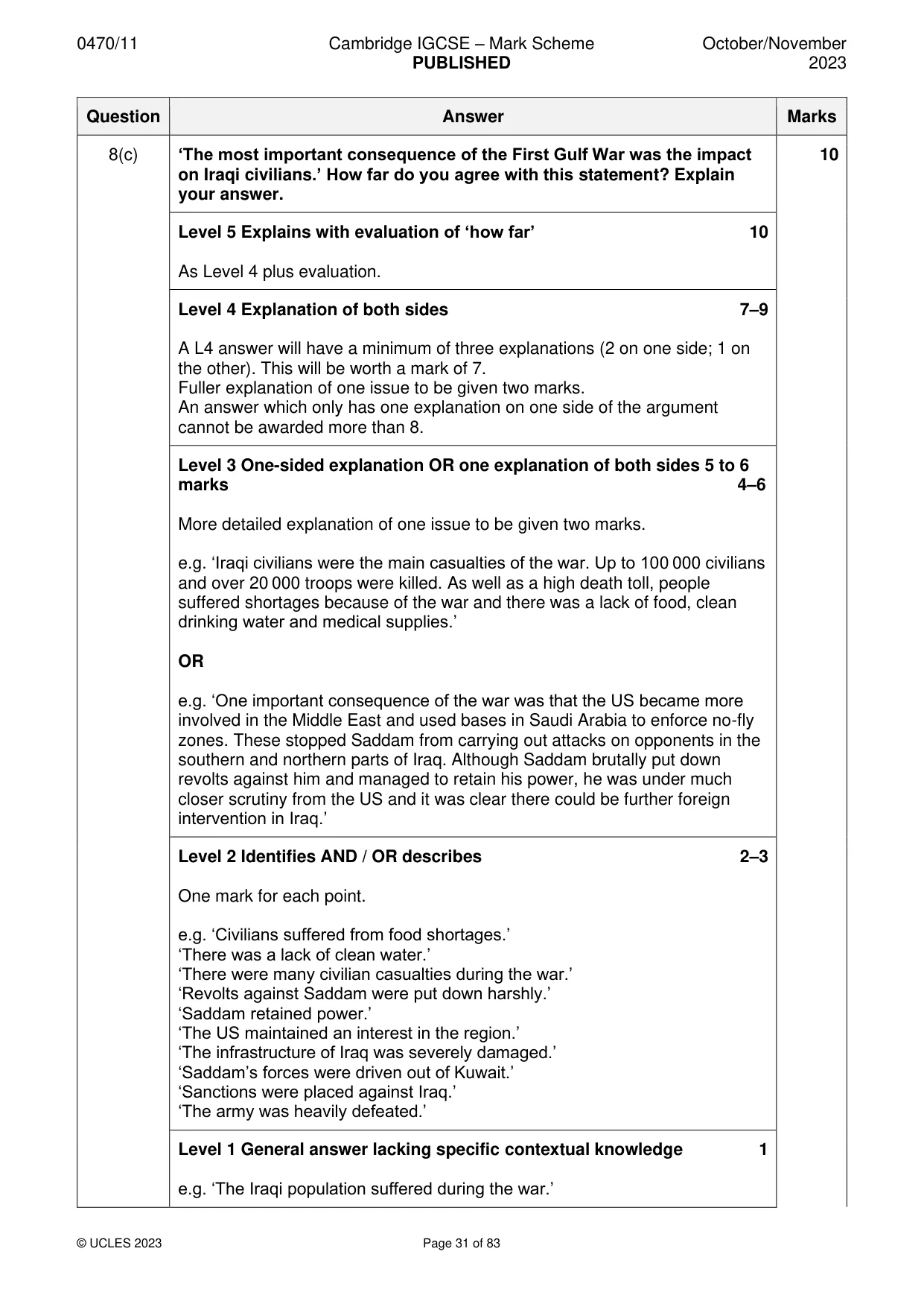 Mark scheme, page 31 of 83