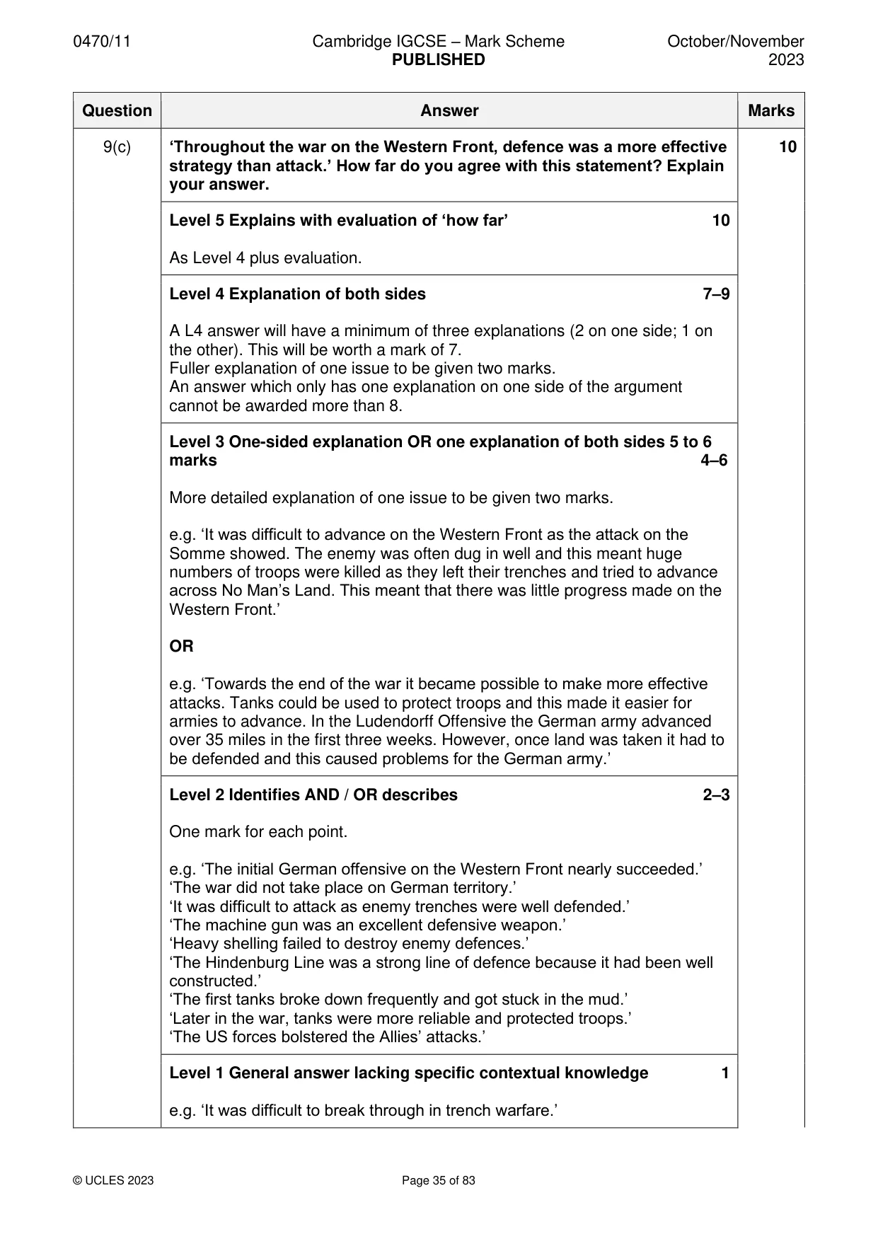 Mark scheme, page 35 of 83