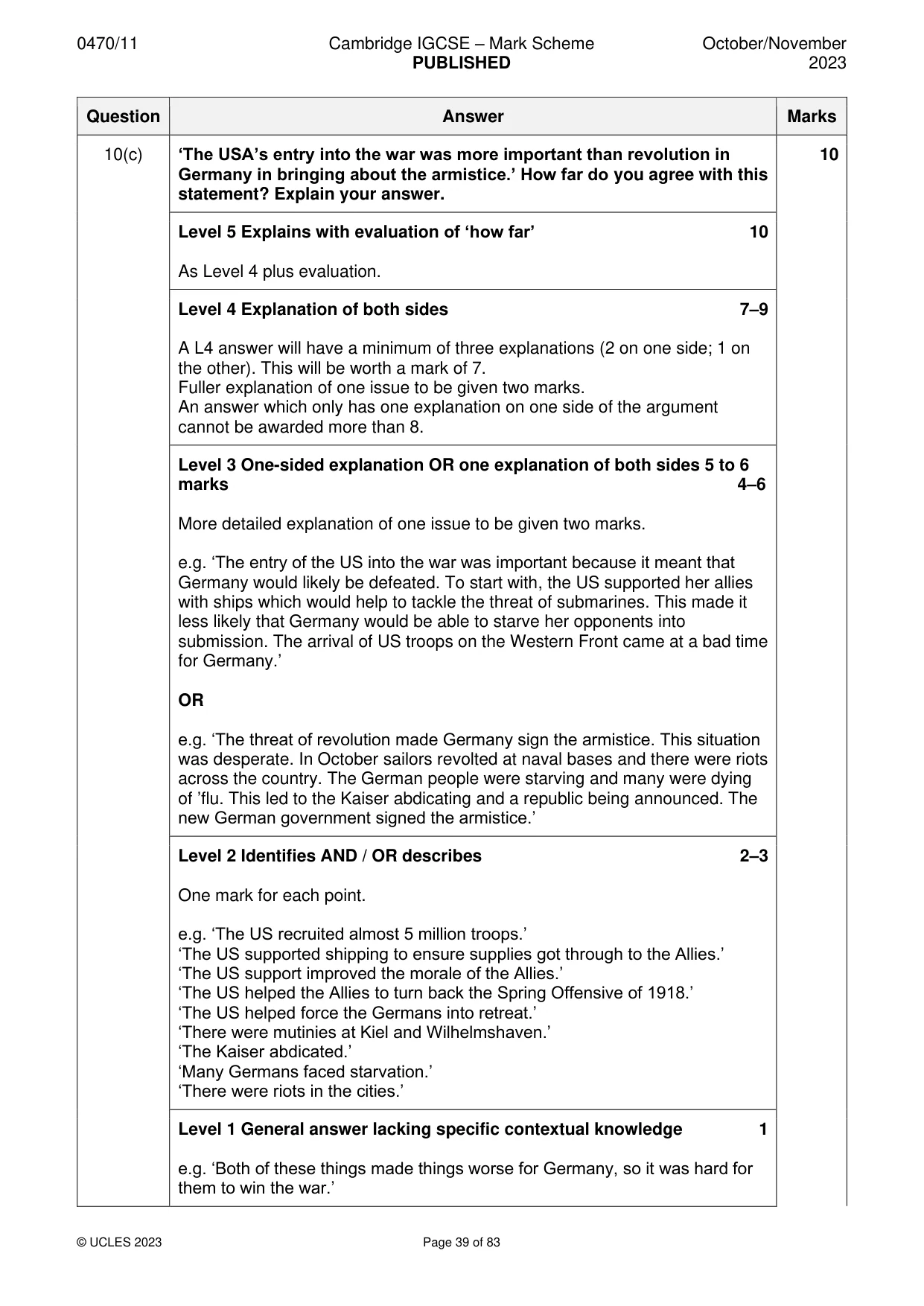 Mark scheme, page 39 of 83