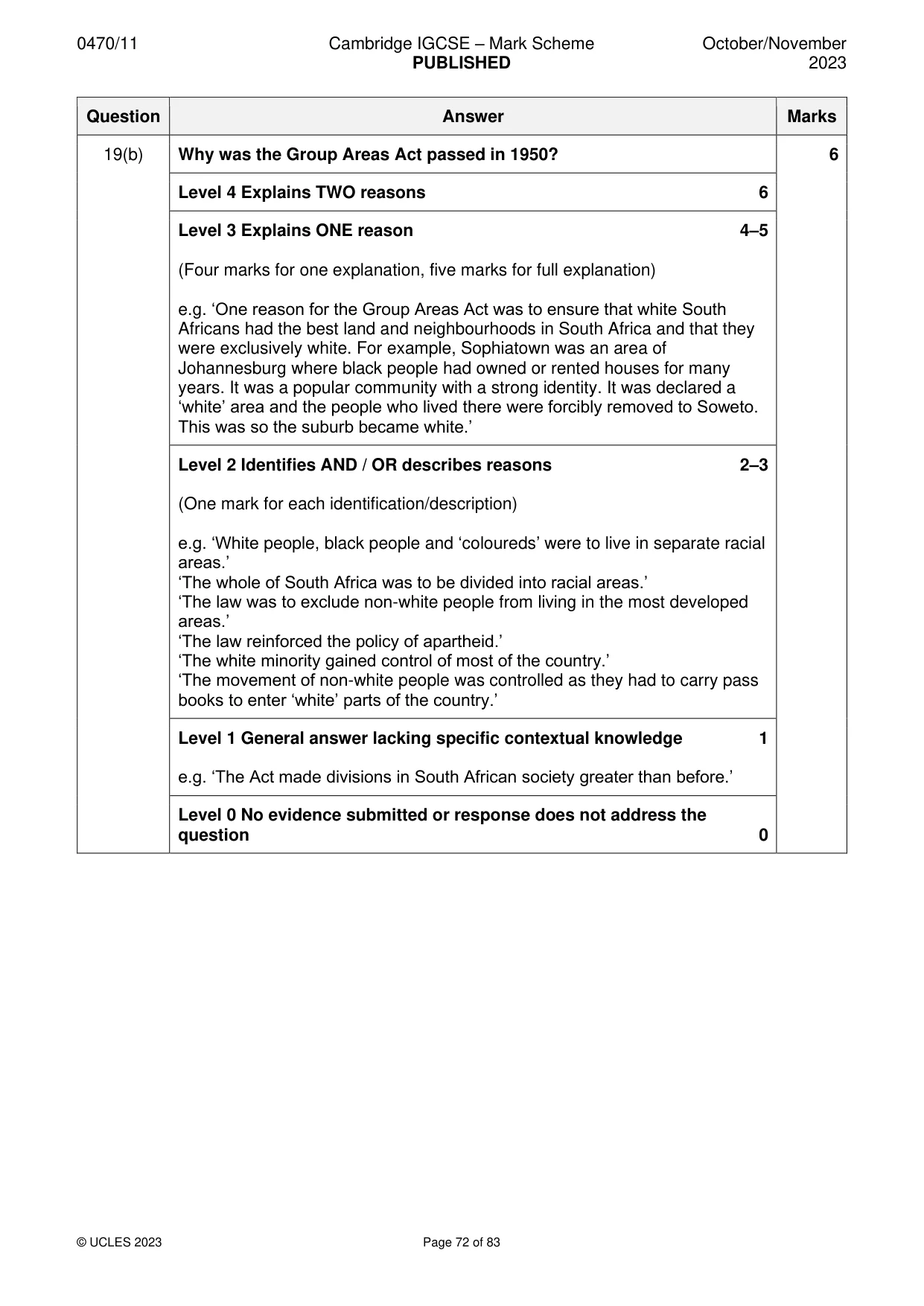 Mark scheme, page 72 of 83