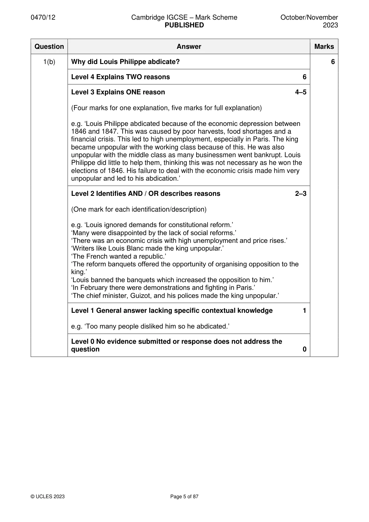 Mark scheme, page 5 of 87