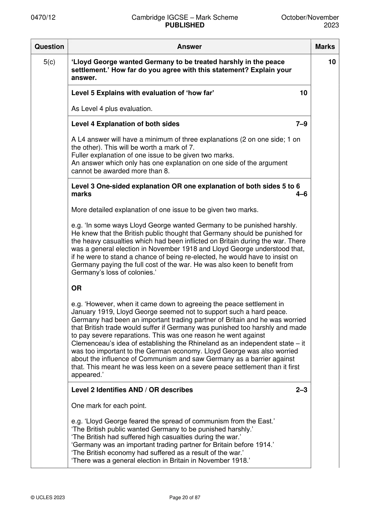 Mark scheme, page 20 of 87