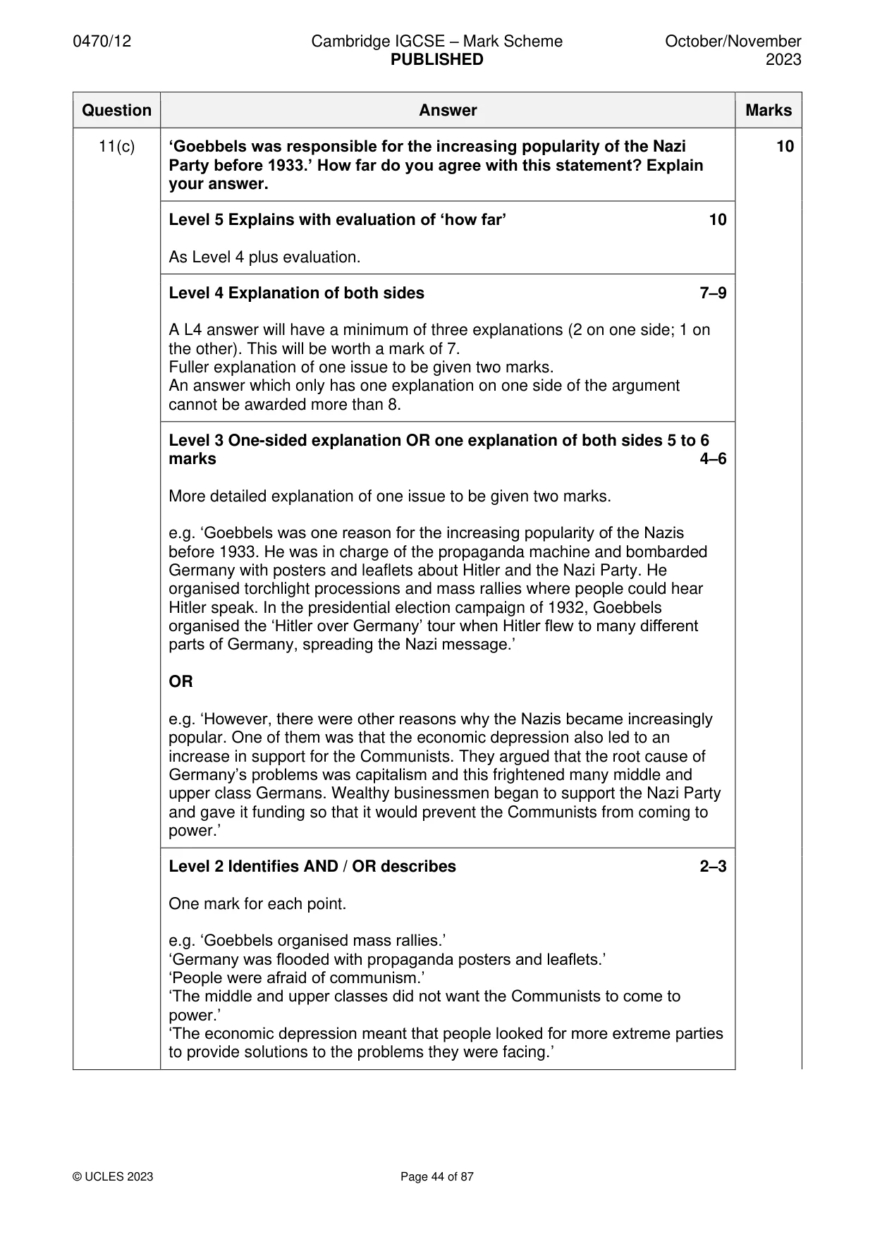 Mark scheme, page 44 of 87