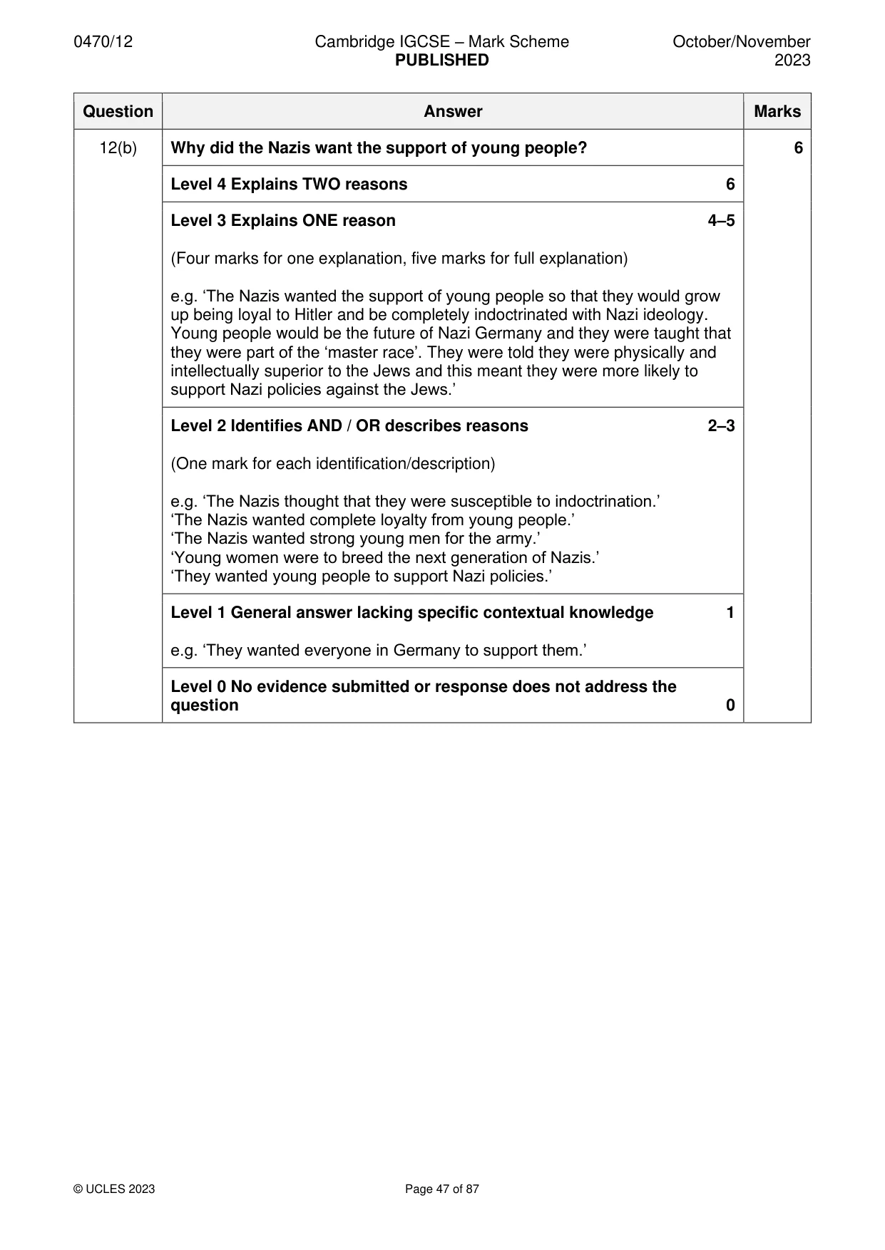 Mark scheme, page 47 of 87