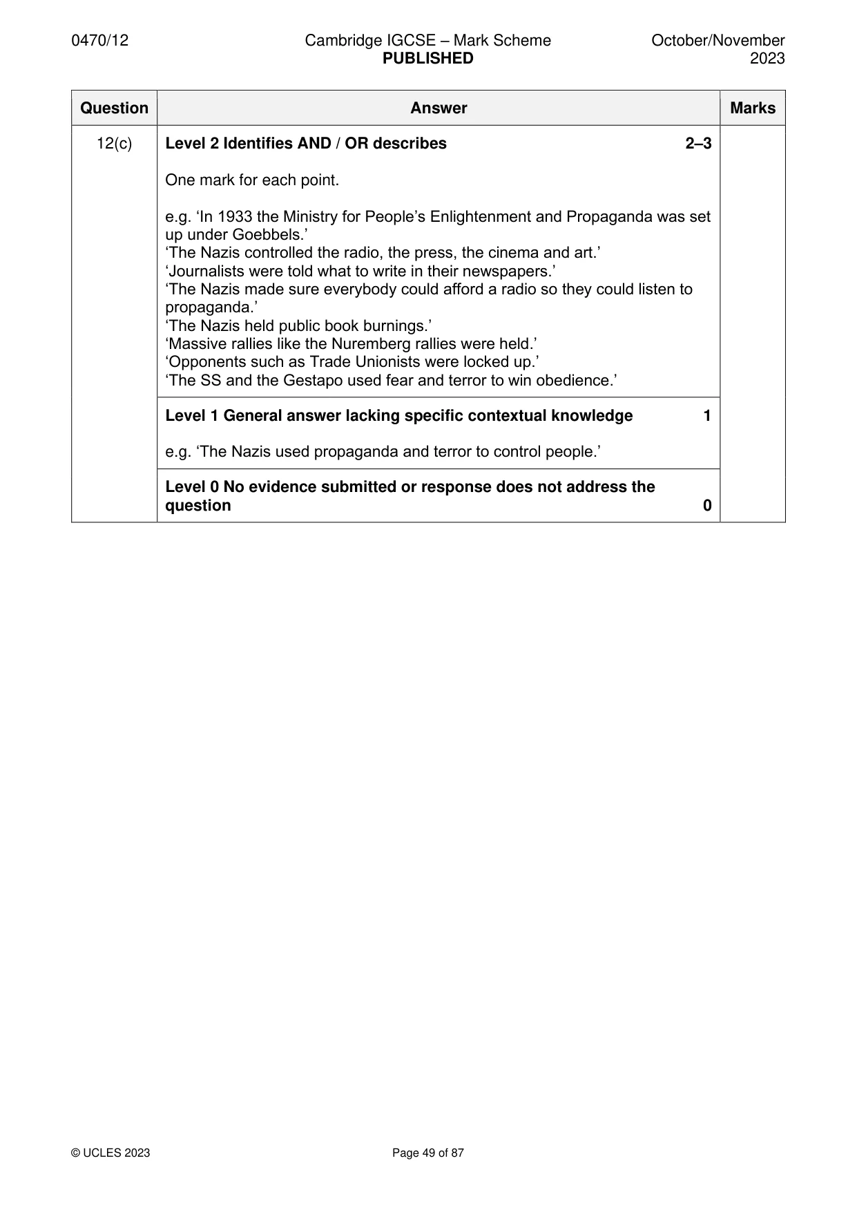 Mark scheme, page 49 of 87