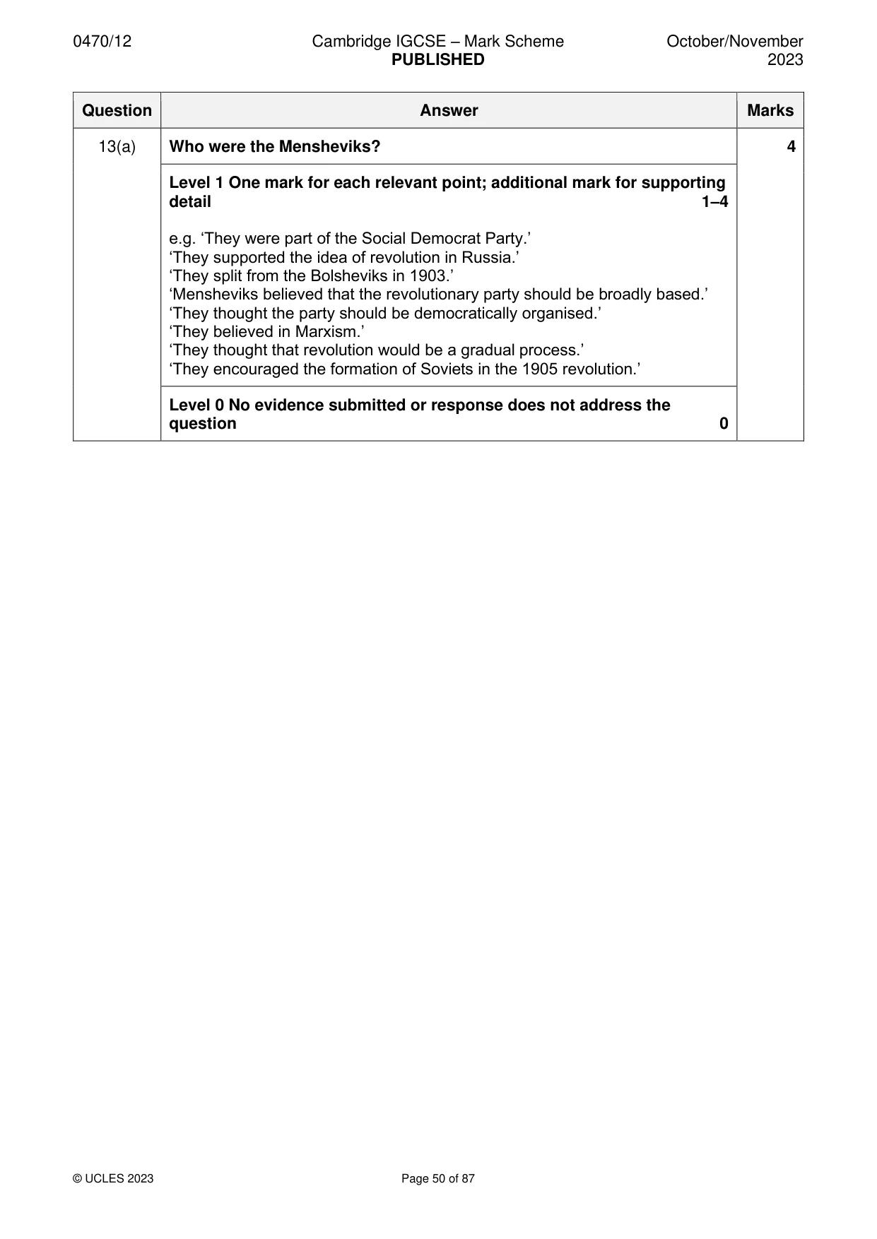 Mark scheme, page 50 of 87