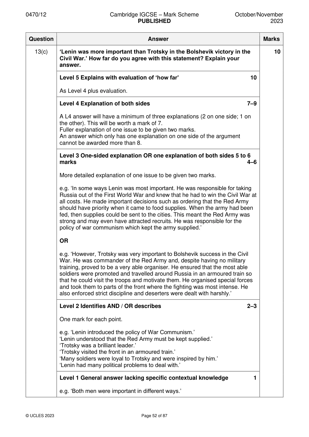 Mark scheme, page 52 of 87