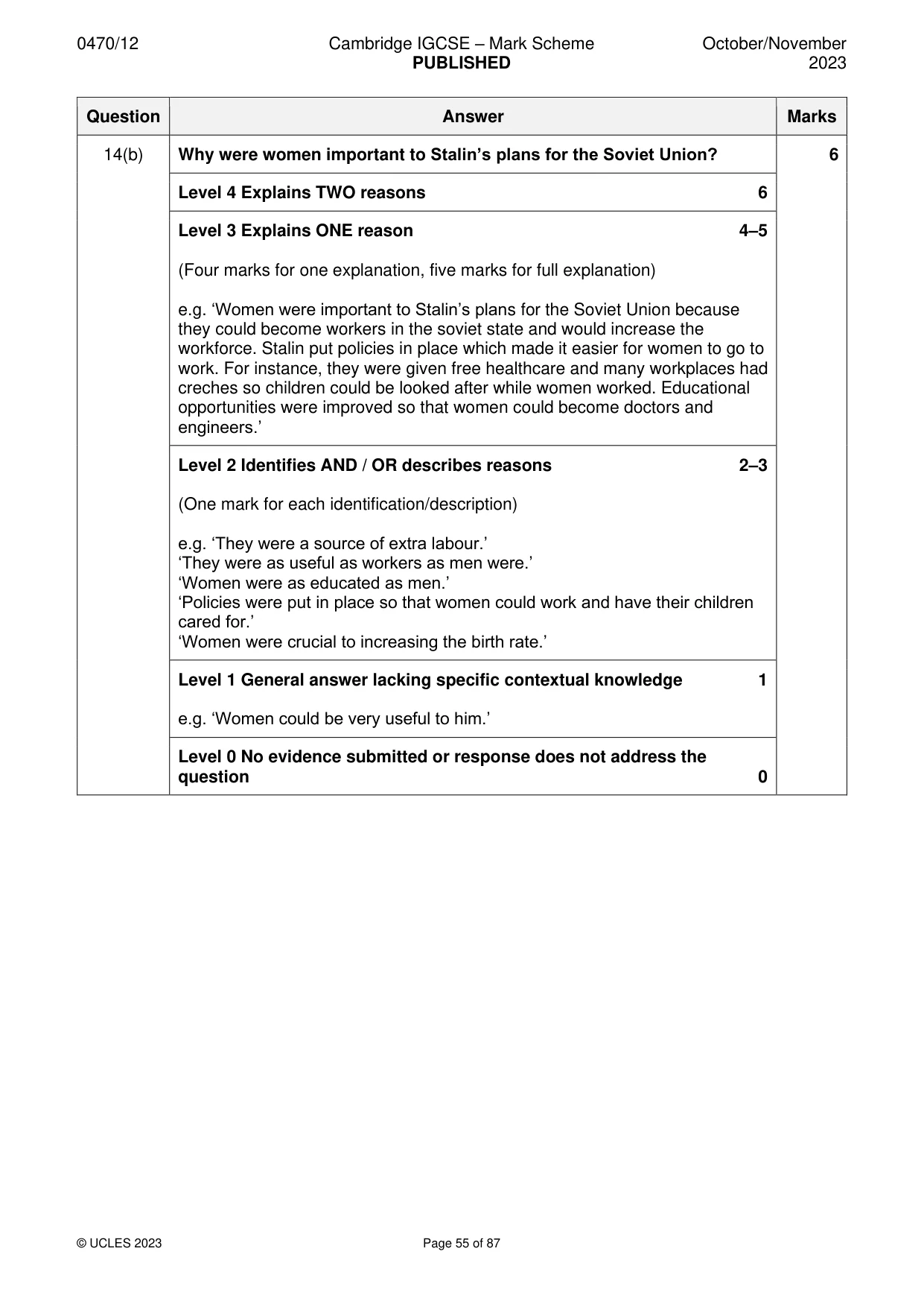 Mark scheme, page 55 of 87