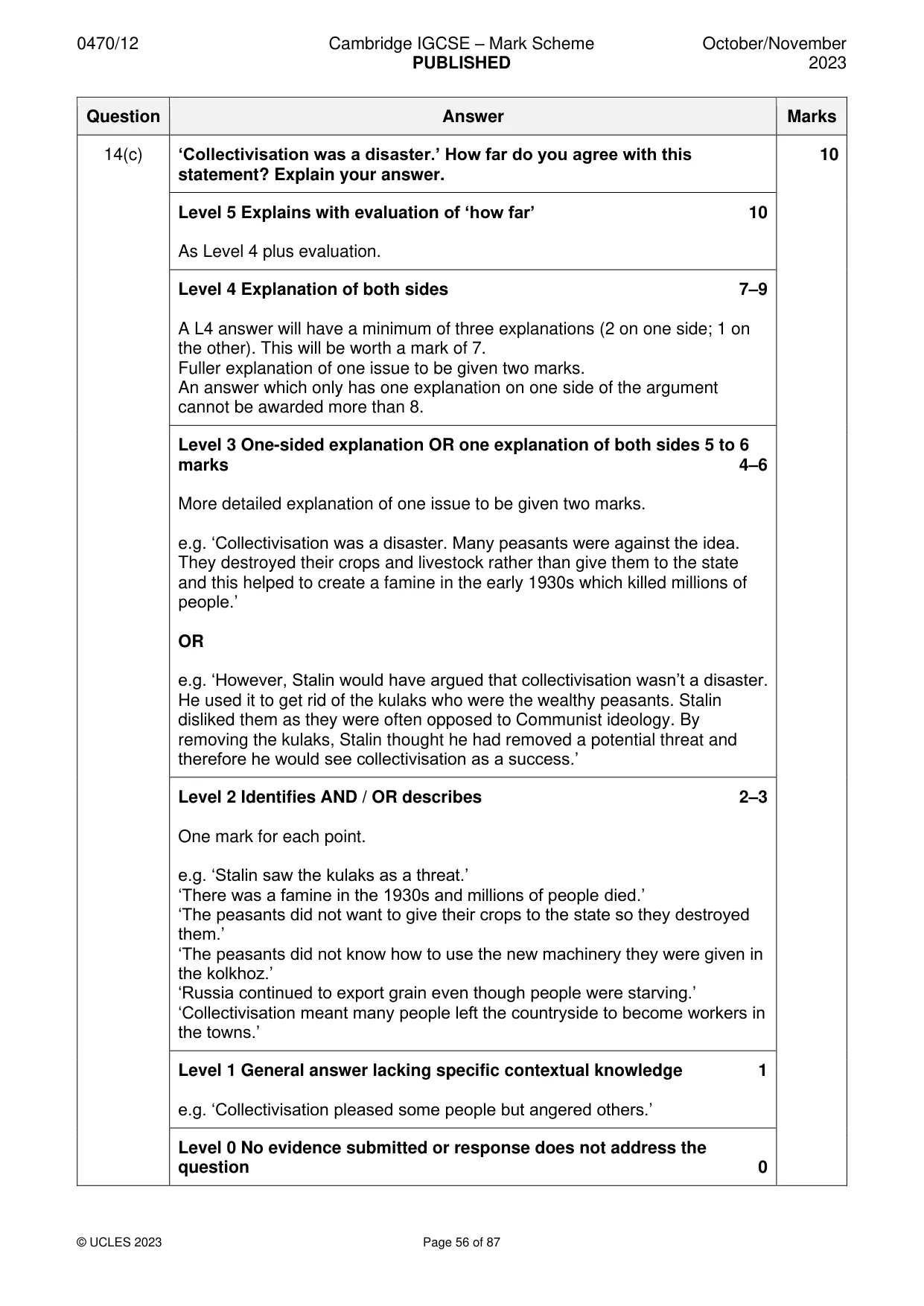 Mark scheme, page 56 of 87
