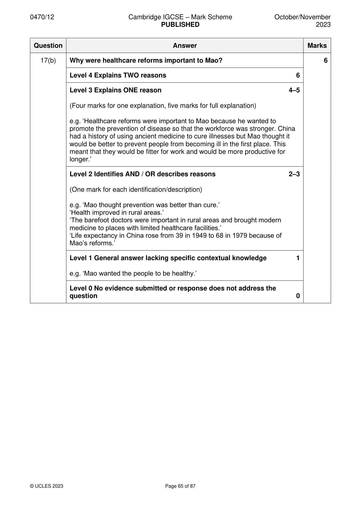 Mark scheme, page 65 of 87