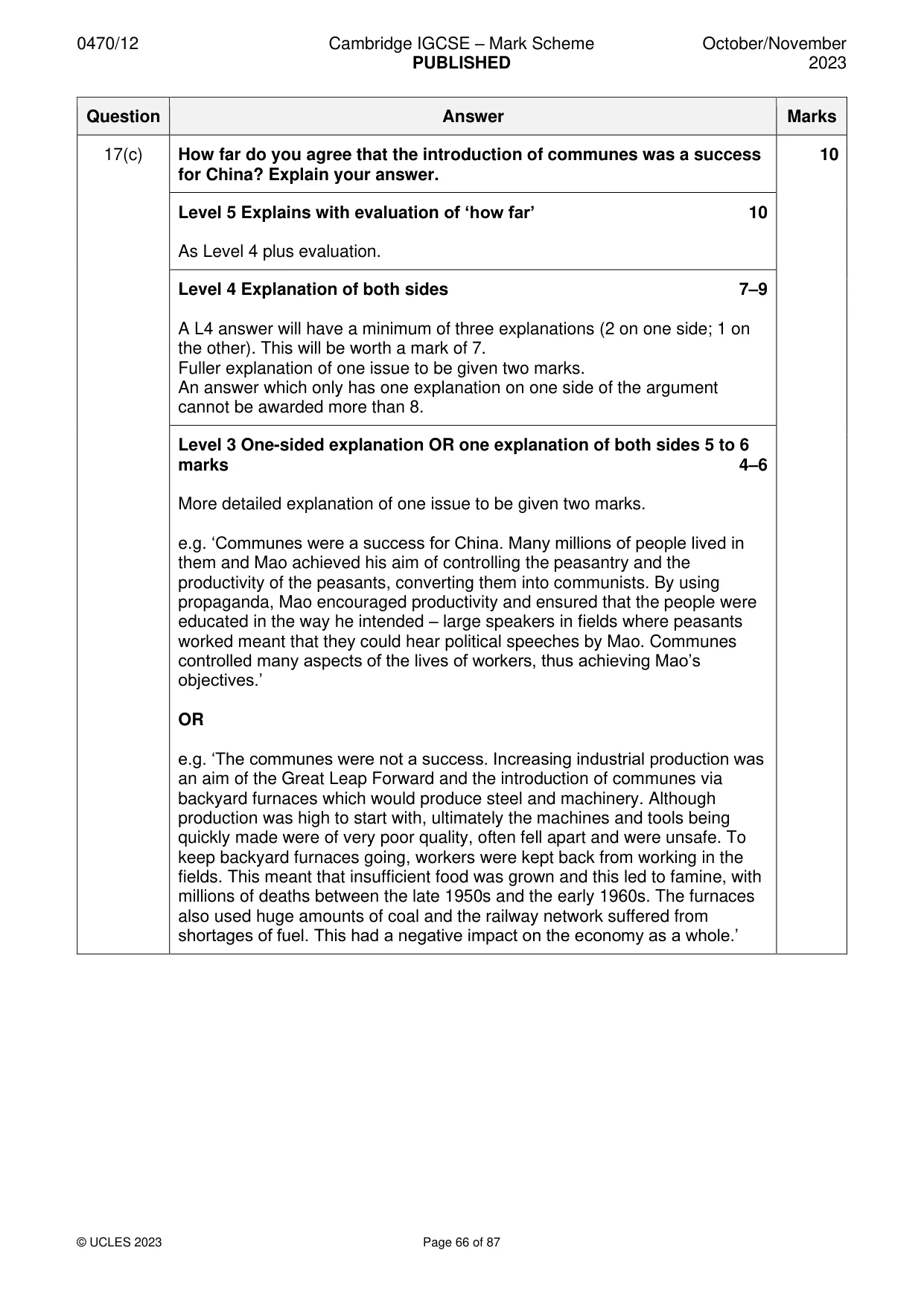 Mark scheme, page 66 of 87