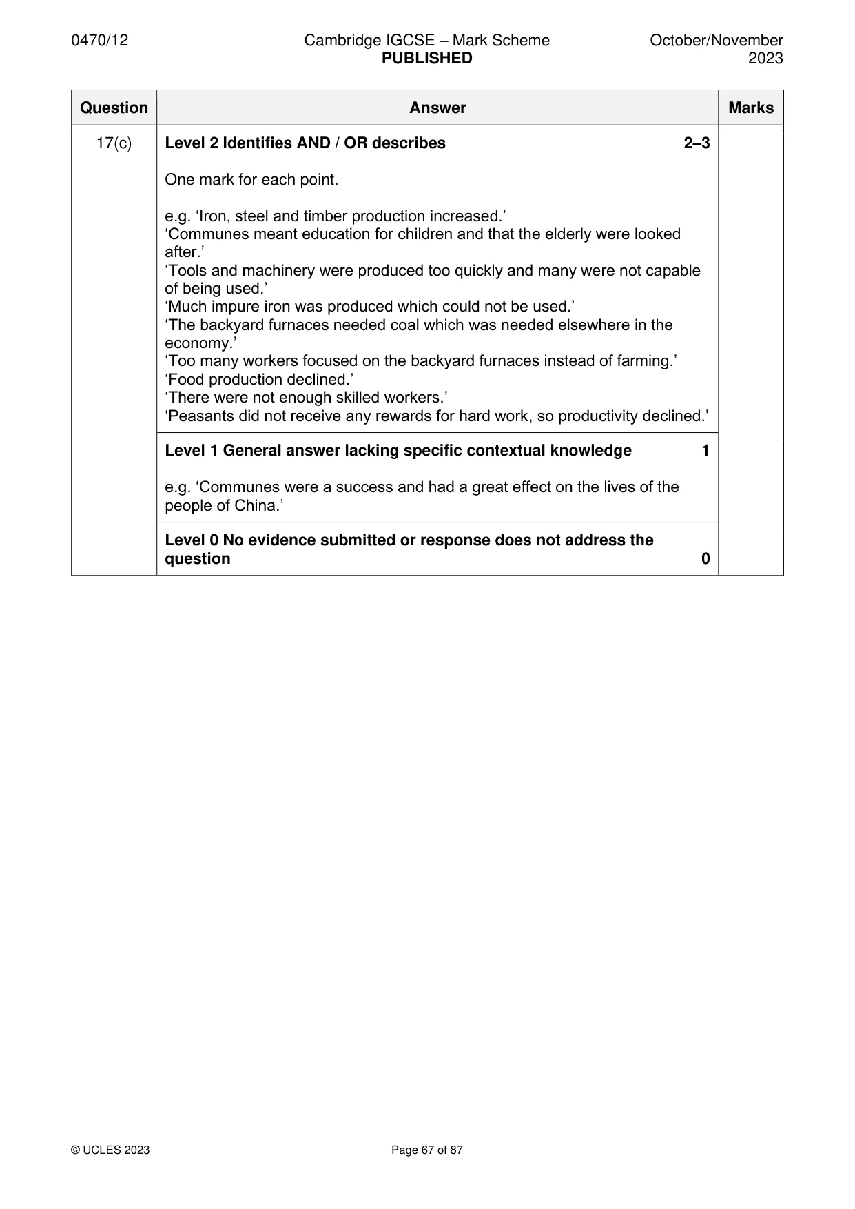 Mark scheme, page 67 of 87