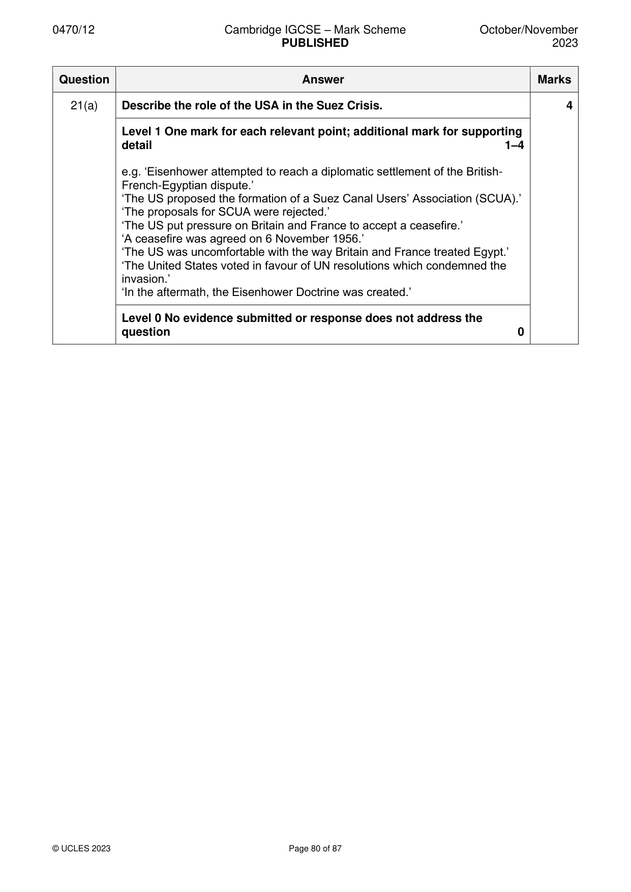 Mark scheme, page 80 of 87