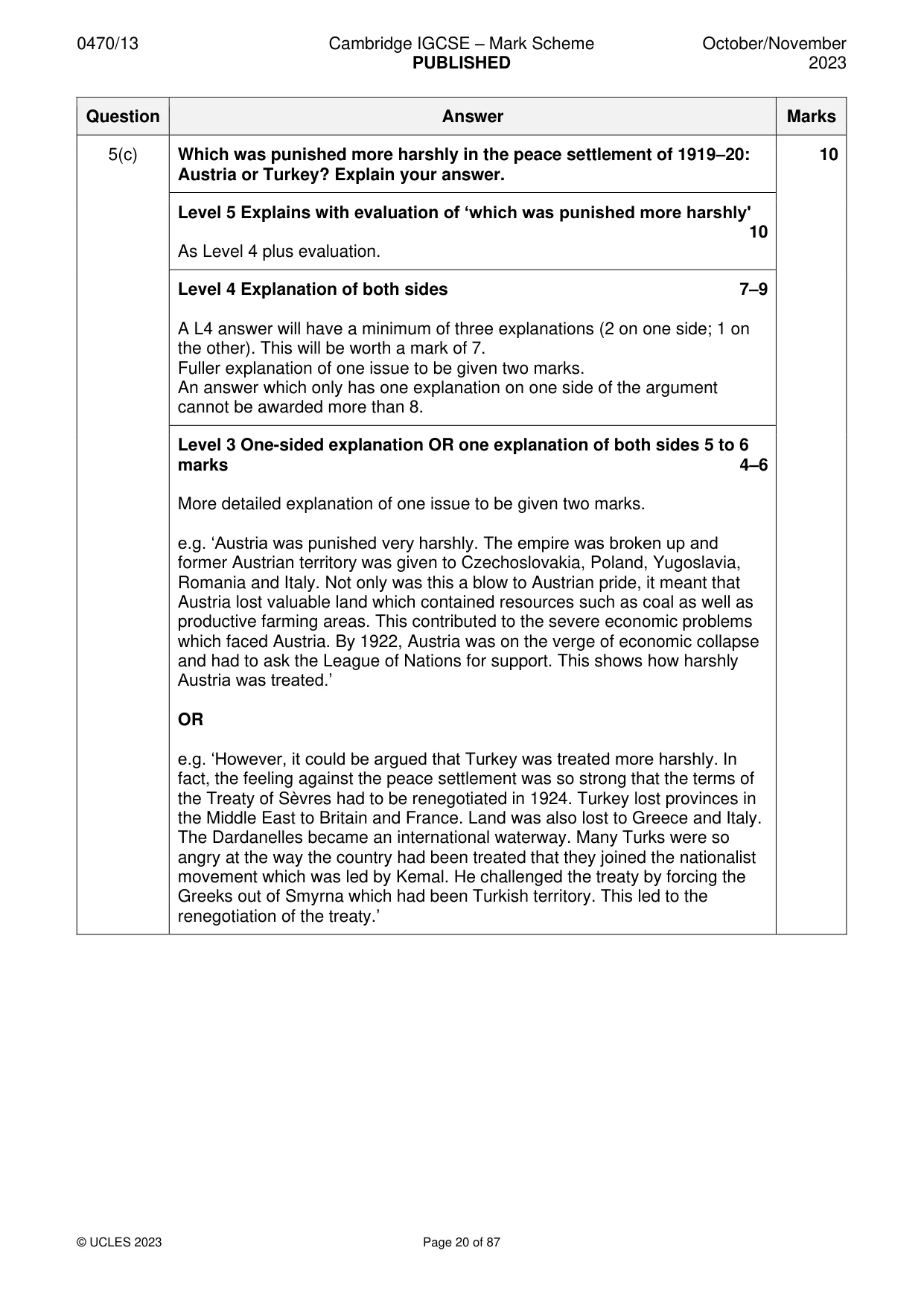 Mark scheme, page 20 of 87